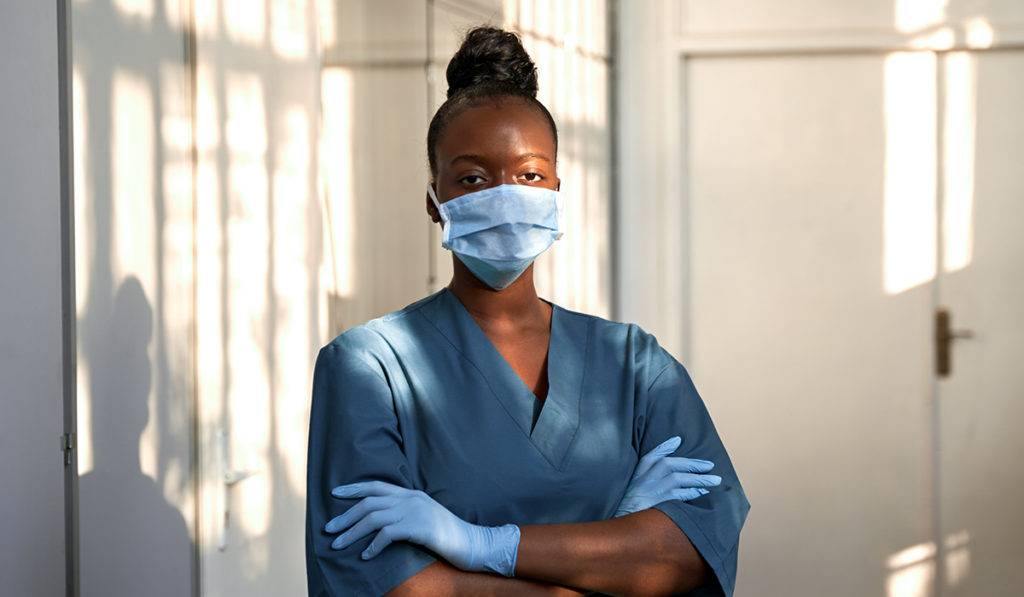 A masked nurse